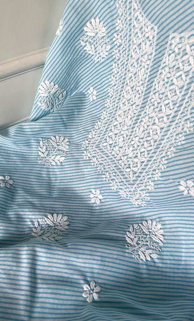 Shumaira Women's Lakhnavi Handcrafted Cotton Chikankari Unstitched Kurti Fabric - HONC0326387