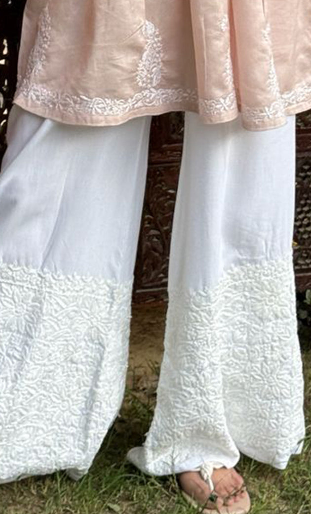 Women's Lucknowi Handcrafted Modal Cotton Chikankari Palazzo - HONC0177999