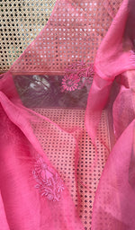 Load image into Gallery viewer, Women&#39;s Lucknowi Handcrafted Pure Organza Silk Chikankari SAREE - HONC0273031
