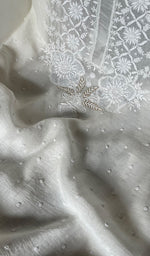 将图像加载到图库查看器中， Women&#39;s Lakhnavi Handcrafted Mul Chanderi Unstitched Kurta And Dupatta Set - HONC0298596
