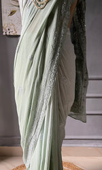 Load image into Gallery viewer, Women&#39;s Lakhnavi Handcrafted Pure Silk Georgette Chikankari - HONC0287581
