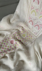 Load image into Gallery viewer, Women&#39;s Lakhnavi Handcrafted Mul Chanderi Unstitched Kurta And Dupatta Set- HONC0307467
