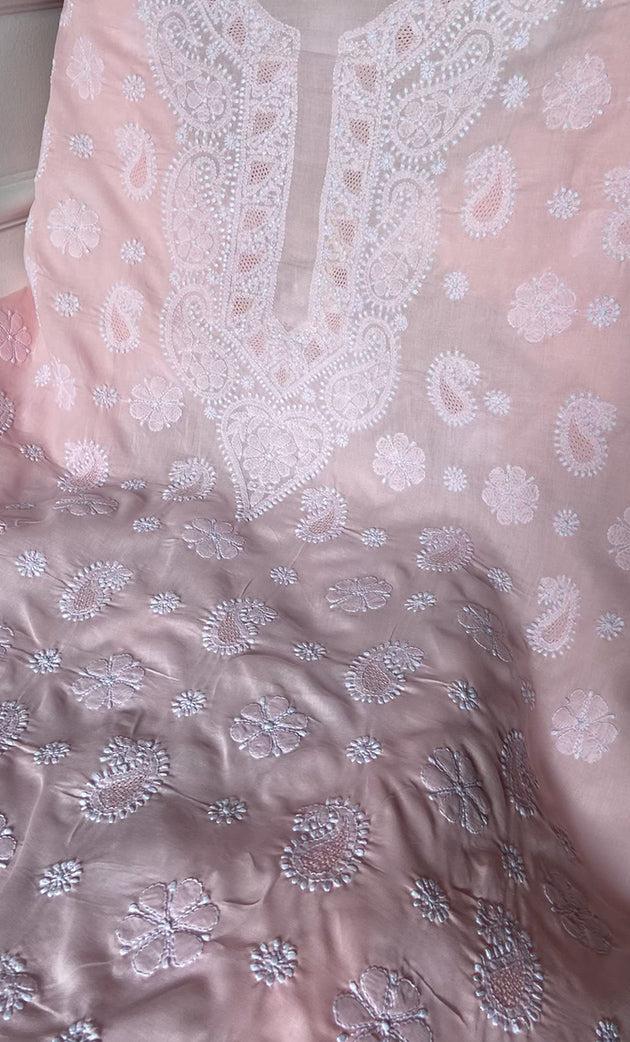 Women's Lakhnavi Handcrafted Cotton Chikankari Unstitched Kurti Fabric - HONC0318476