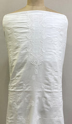 Load image into Gallery viewer, Lucknowi Handcrafted White Cotton Chikankari Unstitched Men&#39;s Kurta Fabric - HONC0222191
