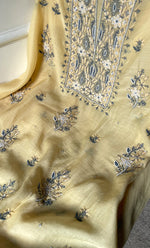 Load image into Gallery viewer, Women's Lakhnavi Handcrafted Mul Chanderi Unstitched Chikankari Full Suit Material - HONC0323589