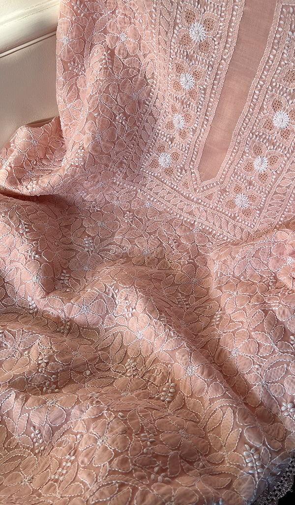 Women's Lakhnavi Handcrafted Cotton Chikankari Suit Material - HONC0294093