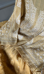 将图像加载到图库查看器中， Women&#39;s Lakhnavi Handcrafted Mul Chanderi Semi - Stitched Anarkali And Dupatta Set - HONC0305930
