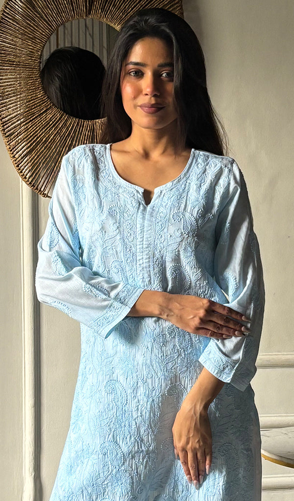 Shejali Women's Lakhnavi Handcrafted Cotton Chikankari Kurti - HONC0346294
