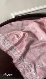 Load image into Gallery viewer, Women's Lucknowi Handcrafted Chanderi Silk Unstitched Chikankari Kurta and Dupatta Set- HONC0288466