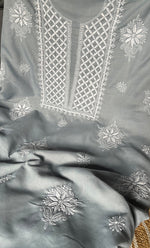 Load image into Gallery viewer, Women&#39;s Lakhnavi Handcrafted Cotton Chikankari Unstitched Kurti Fabric - HONC0302631
