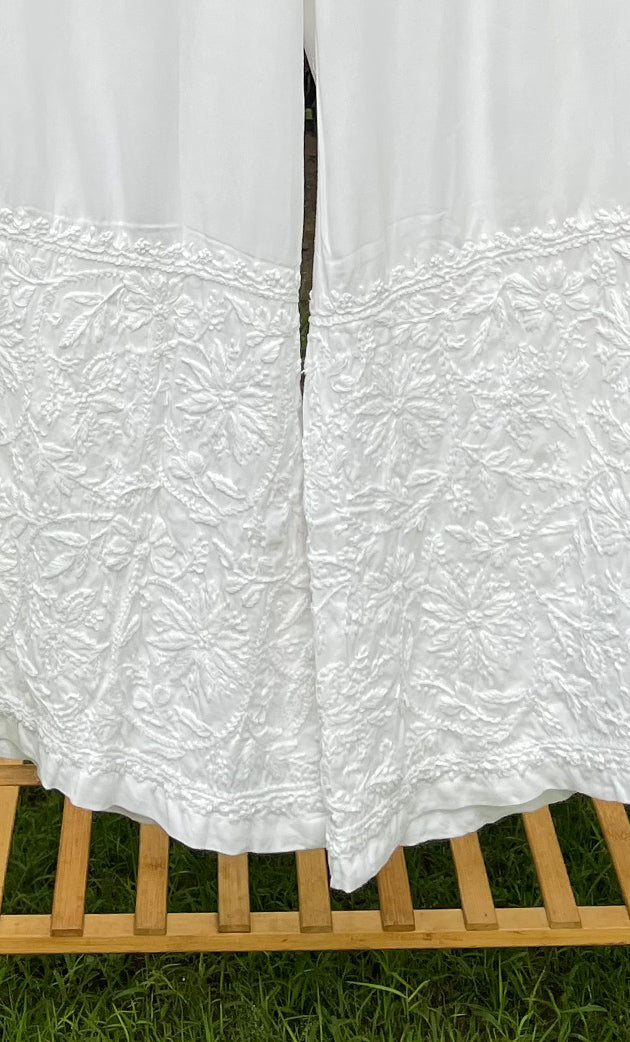 Women's Lucknowi Handcrafted Modal Cotton Chikankari Palazzo - HONC0224474