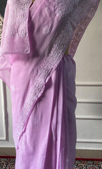 Load image into Gallery viewer, Women's Lakhnavi Handcrafted Cotton Chikankari Saree - HONC0317288