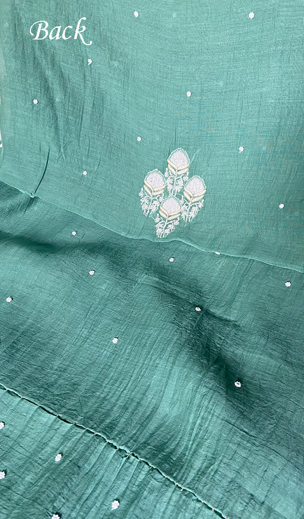 Jazba Women's Lakhnavi Handcrafted Mul Chanderi Unstitched Kurta And Dupatta Set - HONC0353911
