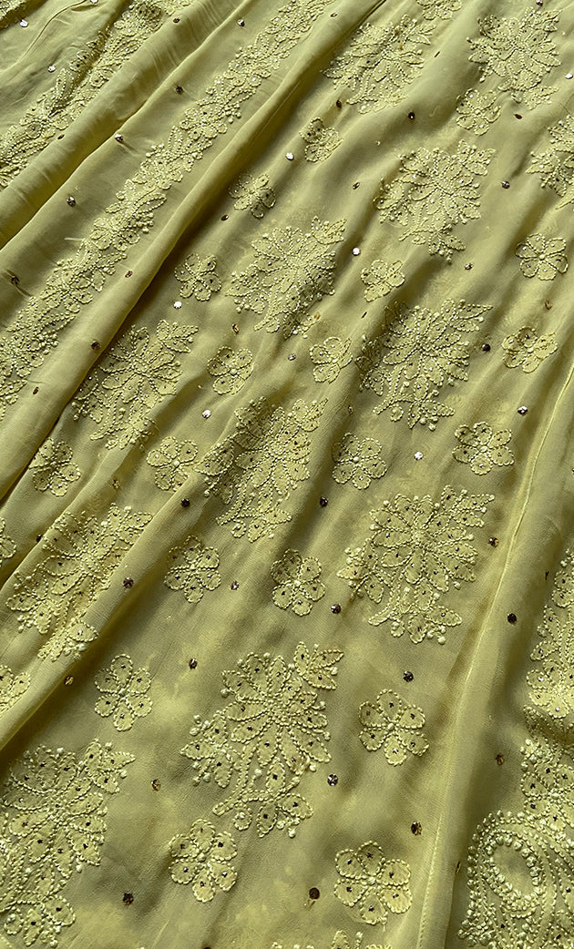 Nilofar Women's Lakhnavi Handcrafted Viscose Georgette Chikankari Anarkali - HONC0283027