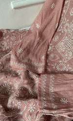 Load image into Gallery viewer, Women's Lakhnavi Handcrafted Tissue Chanderi Semi - Stitched Kurta And Dupatta Set- HONC0270644