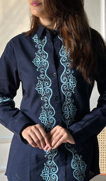 Load image into Gallery viewer, Women&#39;s Lucknowi Handcrafted Slub Cotton Chikankari Top - HONC0299112
