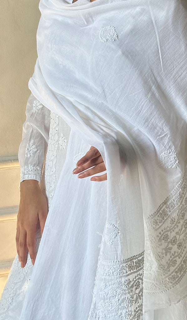 Women's Lucknowi Handcrafted Cotton Chikankari Dupatta - HONC0224378
