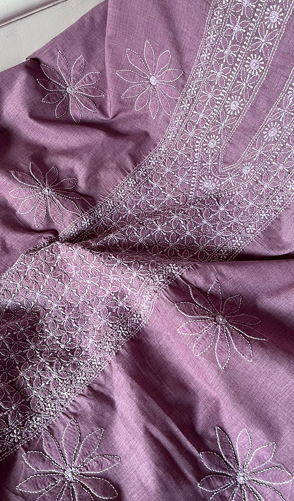 Women's Lakhnavi Handcrafted Cotton Chikankari Suit Material - HONC0275045