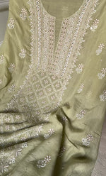 Load image into Gallery viewer, Women&#39;s Lakhnavi Handcrafted Mul Chanderi UnStitched Kurta And Dupatta Set - HONC0318527
