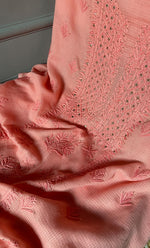 Load image into Gallery viewer, Alishba Women&#39;s Lucknowi Handcrafted Kota Cotton Chikankari Unstitched Kurta And Dupatta Set - HONC0307165
