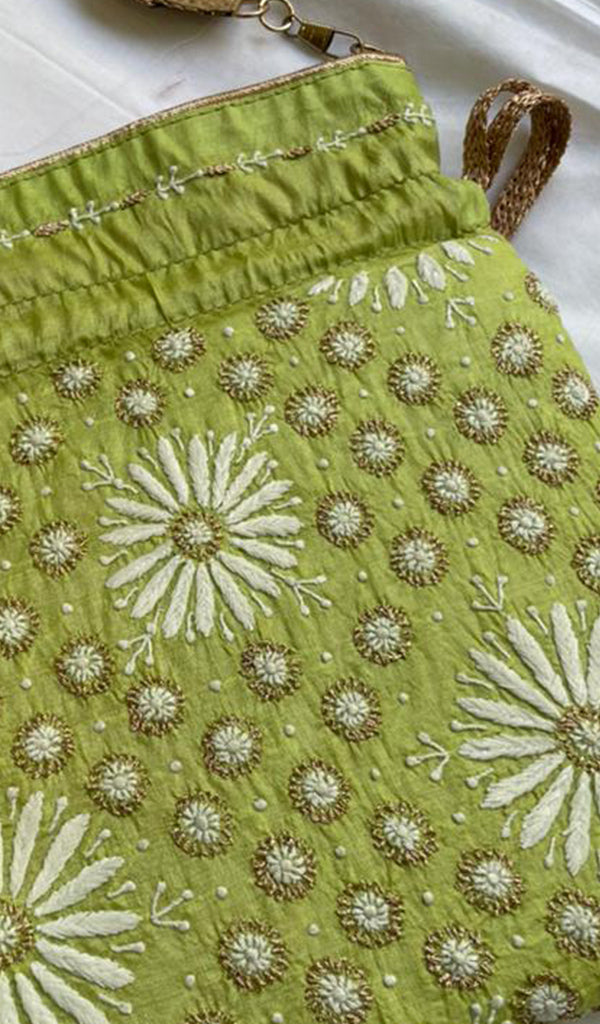 Green Chikankari Embroidered Potli Bag  HONC0316098