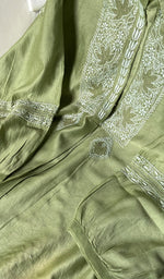 Load image into Gallery viewer, Afifa Women&#39;s Lakhnavi Handcrafted Chanderi Silk Chikankari Top And Pant Set - HONC0279049
