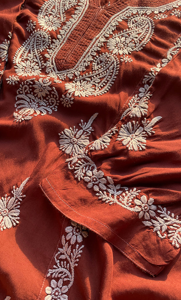 Women's Lucknowi Handcrafted Modal Cotton Chikankari Kurti - HONC0298733