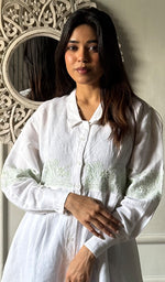 Load image into Gallery viewer, Mahika Women's Lucknowi Handcrafted Slub Cotton Chikankari Shirt - HONC0344220