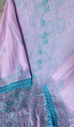 Load image into Gallery viewer, Women's Lakhnavi Handcrafted Cotton Chikankari Semi Stitched Kurti Fabric - HONC034482