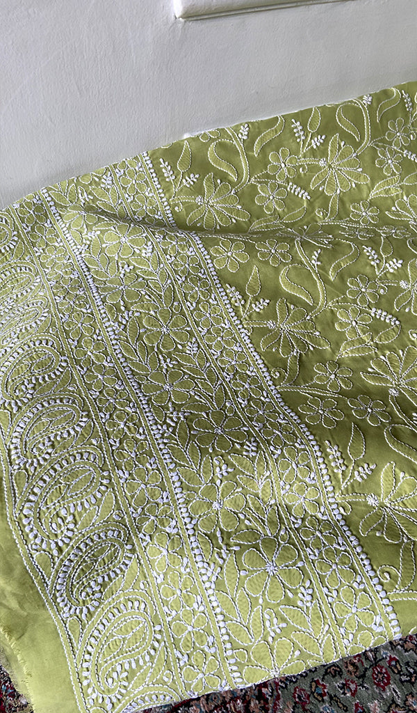 Women's Lakhnavi Handcrafted Cotton Unstitched Chikankari Suit Material - HONC0354979