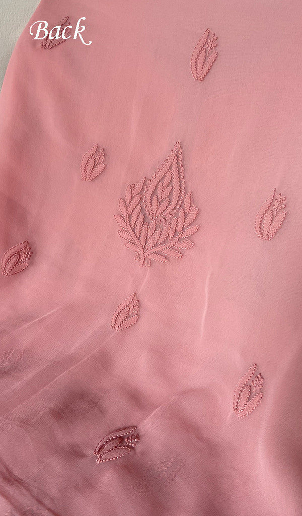 Women's Lucknowi Handcrafted Faux-Georgette Unstitched Chikankari Suit Material - HONC0347513