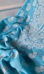 Load image into Gallery viewer, Women&#39;s Lucknowi Handcrafted Kota Cotton Chikankari Unstitched Kurta And Dupatta Set - HONC0306633
