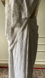 Load image into Gallery viewer, Women's Lakhnavi Handcrafted Pure Silk Georgette Chikankari Saree- HONC0178854