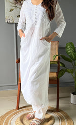 将图像加载到图库查看器中， Women&#39;s Lucknowi Handcrafted Cotton Chikankari Kurti - HONC0270124
