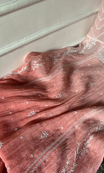 Load image into Gallery viewer, Izana Women's Lakhnavi Handcrafted Mul Chanderi Semi - stitched Chikankari Full Suit Material - HONC0333502