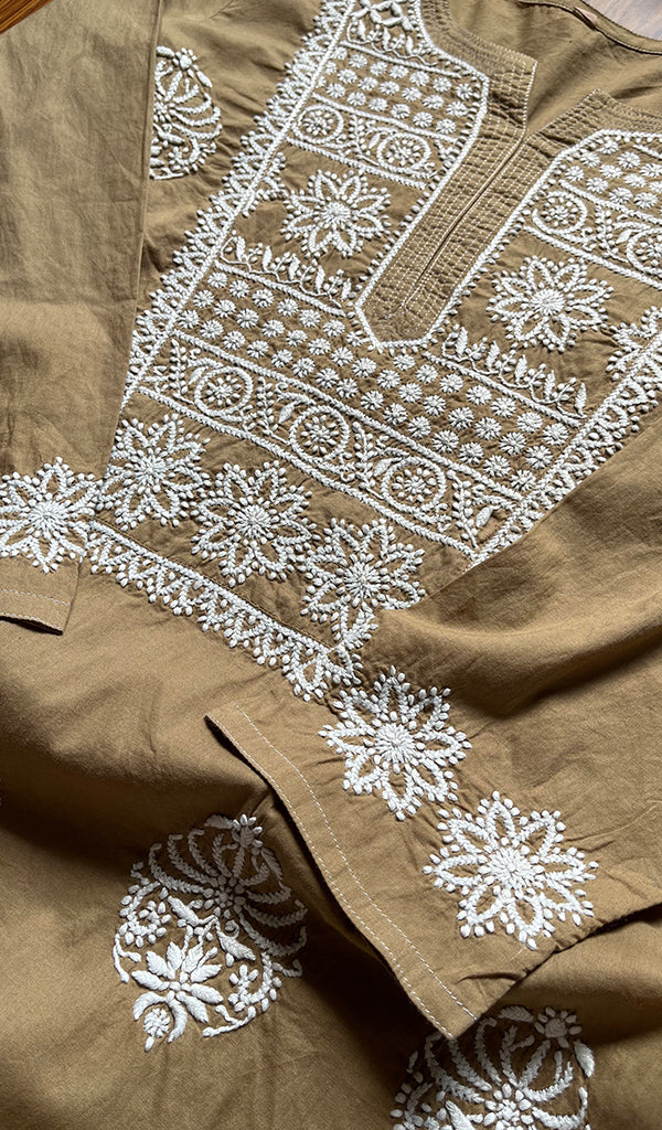 Women's Lucknowi Handcrafted Cotton Chikankari Kurti - HONC0301044