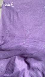 Women's Lakhnavi Handcrafted Mul Chanderi Unstitched Chikankari Full Suit .