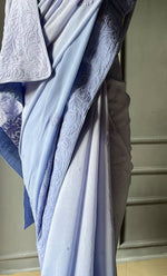 Load image into Gallery viewer, Women&#39;s Lakhnavi Handcrafted Viscose Georgette Chikankari Saree - HONC0301801
