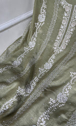 将图像加载到图库查看器中， Women&#39;s Lakhnavi Handcrafted Mul Chanderi Unstitched Kurta And Dupatta Set - HONC0301227
