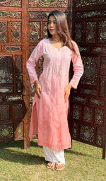 Load image into Gallery viewer, Women&#39;s Lucknowi Handcrafted Cotton Chikankari Kurti - HONC0204309
