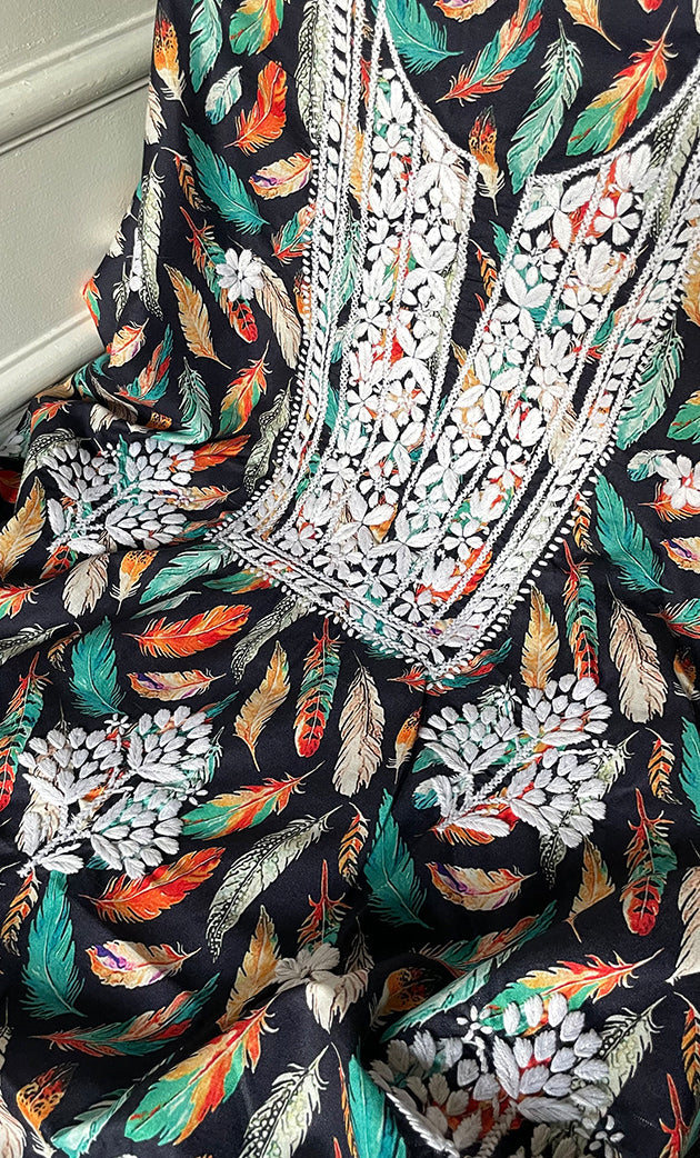 Women's Lakhnavi Handcrafted Cotton Chikankari Unstitched Kurti Fabric - HONC0315330
