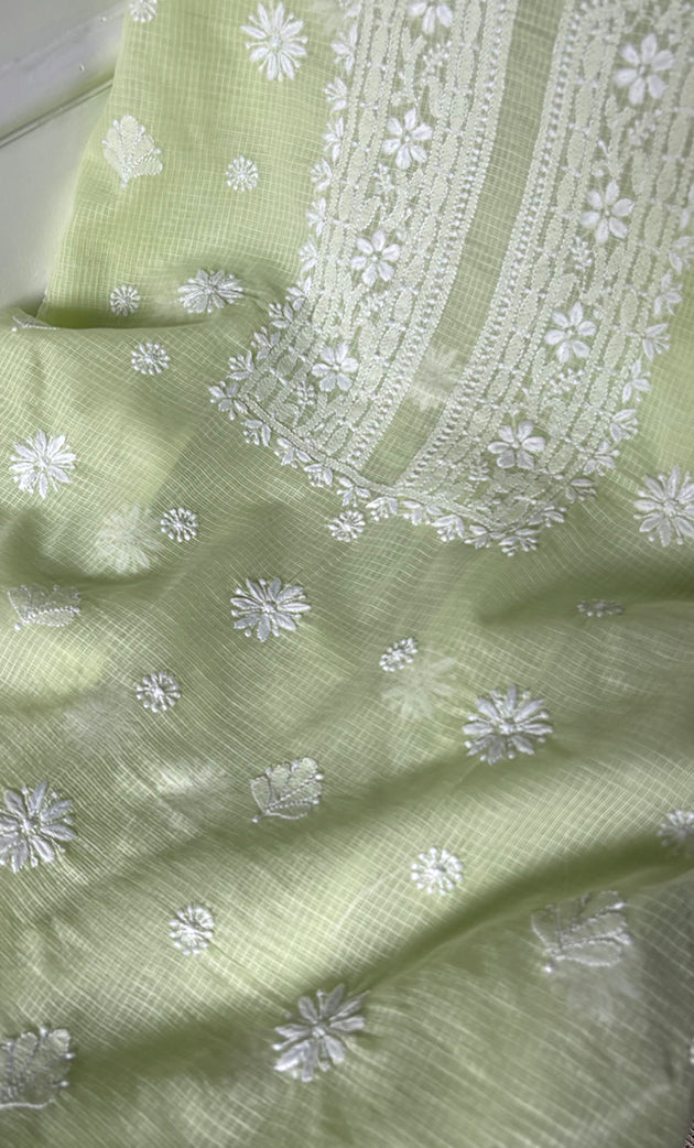 Women's Lakhnavi Handcrafted Kota Cotton Unstitched Kurta And Dupatta Set- HONC0318730