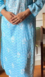 Load image into Gallery viewer, Women&#39;s Lucknowi Handcrafted Cotton Chikankari Kurti - HONC0290245
