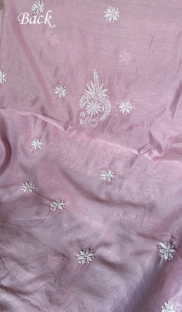 Women's Lakhnavi Handcrafted Chanderi Silk Unstitched Chikankari Full Suit - HONC0340141