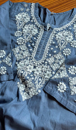 Load image into Gallery viewer, Women&#39;s Lucknowi Handcrafted Cotton Chikankari Kurti - HONC0300975
