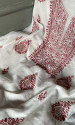 将图像加载到图库查看器中， Women's Lakhnavi Handcrafted Mul Chanderi Unstitched Kurta And Dupatta Set- HONC0295748