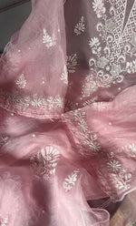 Load image into Gallery viewer, Women&#39;s Lakhnavi Handcrafted Pure Organza Chikankari Semi - stitched Kurta And Dupatta Set- HONC0307953
