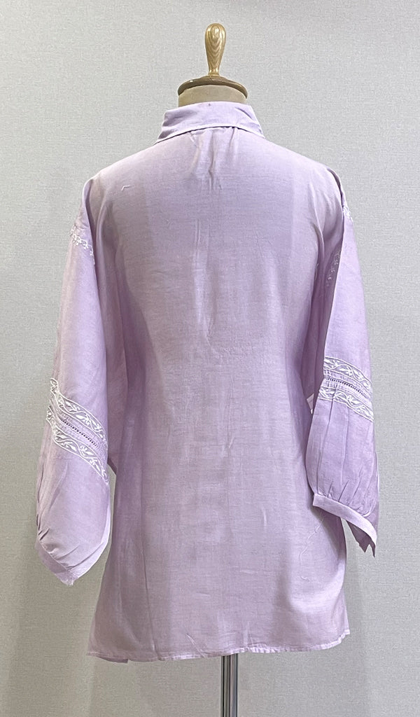 Fiza  Women's Lakhnavi Handcrafted Chanderi Silk Semi- Stitched Chikankari Top - HONC0195225