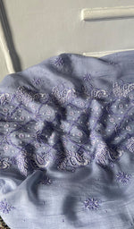 Load image into Gallery viewer, Women's Lakhnavi Handcrafted Mul Chanderi  Unstitched Chikankari Full Suit Material - HONC0339567