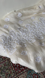White Pure Organza Silk Chikankari 2 Pc Unstitched Suit Set